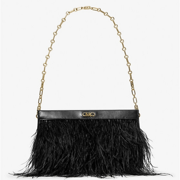 MICHAEL KORS NWT Chic Black Feathered Shoulder Bag OPEN TO OFFERS - Picture 2 of 4